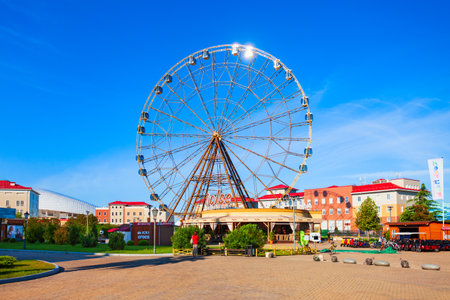 Sochi, Russia - October 04, 2020: Ferris Fheel in Sochi Theme Park in Sochi resort city in Russiaのeditorial素材