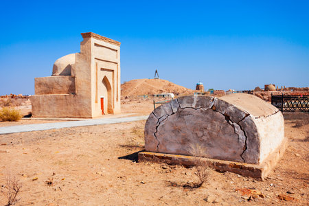 Mizdahkan Necropolis is an ancient structures complex near Khojeyli and Nukus city in Karakalpakstan region of Uzbekistanの写真素材
