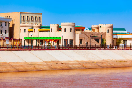 Beauty buildings in the centre of Nukus city, Karakalpakstan region of Uzbekistanの写真素材