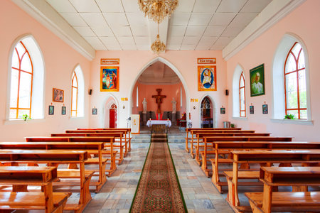 Samarkand, Uzbekistan - April 17, 2021: Parish of St. John the Baptist Church in the centre of Samarkand city in Uzbekistanのeditorial素材