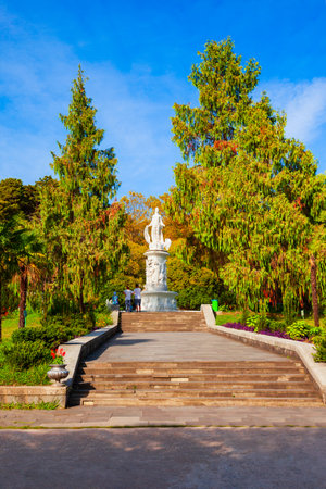 Sochi, Russia - October 04, 2020: Skazka Fountain in the Sochi Arboretum park of unique subtropical flora and fauna in Sochi resort city in Krasnodar Krai, Russiaのeditorial素材