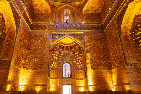 Samarkand, Uzbekistan - April 17, 2021: Guri Amir or Gur Emir is a mausoleum of the Mongol conqueror Amir Temur or Tamerlane in Samarkand, Uzbekistanのeditorial素材