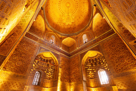 Samarkand, Uzbekistan - April 17, 2021: Guri Amir or Gur Emir is a mausoleum of the Mongol conqueror Amir Temur or Tamerlane in Samarkand, Uzbekistanのeditorial素材