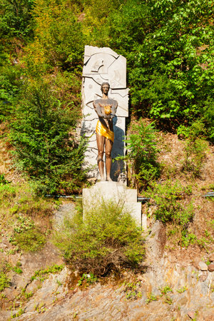 Borjomi, Georgia - September 01, 2021: Prometheus monument in Borjomi central resort park. Borjomi is a spa town in Samtskhe Javakheti region of Georgia.のeditorial素材