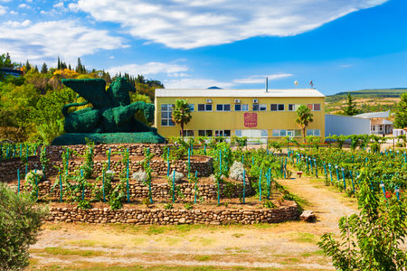 Tsinandali, Georgia - September 03, 2021: Shumi Winery building and vineyard in Tsinandali village, Kakheti. Kakheti is a region in eastern Georgia with Telavi as its capital.のeditorial素材