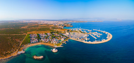 Didim Marina aerial panoramic view. Didim is a town near Marmaris city in Aydin Province, Turkey.の写真素材