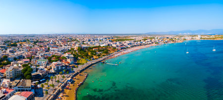 Didim city beach aerial panoramic view. Didim is a town in Aydin Province in Turkey.の写真素材