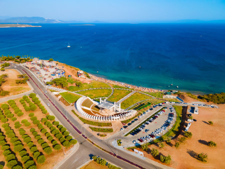 Didim amphitheater aerial panoramic view. Didim is a town in Aydin Province in Turkey.の写真素材