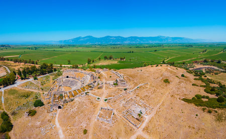 Miletus Archaeological Site aerial panoramic view. Miletus was an ancient Greek city and now located...