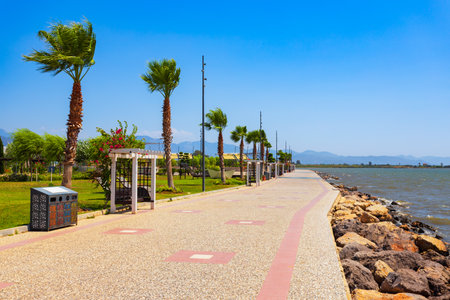Seafront promenade at the Fethiye city centre. Fethiye is a city in Mugla Province, Turkey.の写真素材
