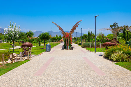 Sehit Fethi Bey public park in Fethiye city. Fethiye is a resort city in Mugla Province, Turkey.の写真素材