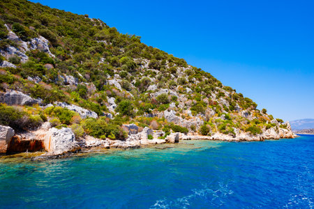 Sunken City Kekova at the Kekova island near the Kemer town in Antalya Province in Turkeyの写真素材