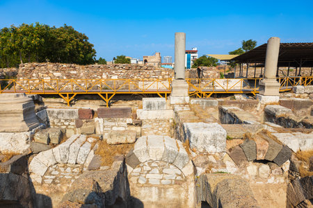 The Agora of Smyrna in Izmir. The Agora of Smyrna is an ancient Roman agora located in Izmir city, Anatolia region of Turkey.の写真素材