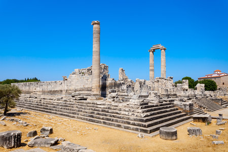 The ruins of the Temple of Apollo at Didyma ancient greek city. Didyma is located in modern Didim city in Aydin Province, Turkey.の写真素材