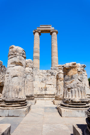 The ruins of the Temple of Apollo at Didyma ancient greek city. Didyma is located in modern Didim city in Aydin Province, Turkey.の写真素材