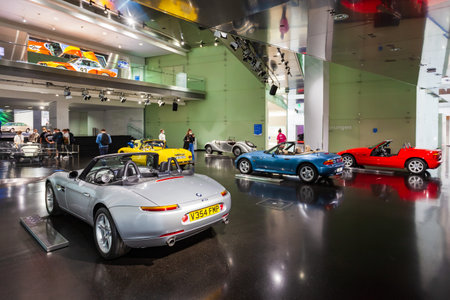 Munich, Germany - July 08, 2021: BMW Museum interior, it is an automobile museum of BMW history located near the Olympiapark in Munich, Germanyのeditorial素材