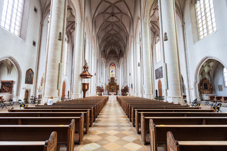 Ingolstadt, Germany - July 08, 2021: Gothic Hall Church of Our Lady or Liebfrauenmunster in Ingolstadt city in Bavaria, Germanyのeditorial素材