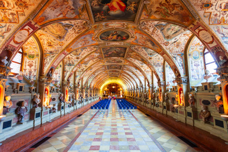 Munich, Germany - July 07, 2021: Munich Residence Museum interior. Munchen Residenz is the former royal palace in Munich, Germany.のeditorial素材