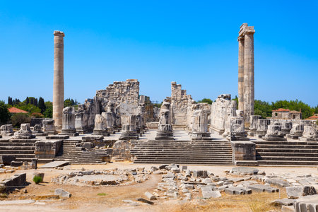 The ruins of the Temple of Apollo at Didyma ancient greek city. Didyma is located in modern Didim city in Aydin Province, Turkey.の写真素材