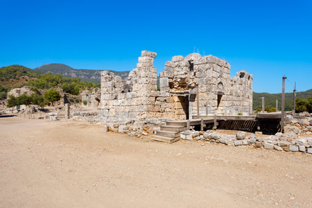 Kaunos ancient city. Kaunos is located near Dalyan town in Mugla Province, Turkey.の写真素材