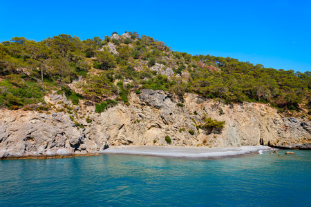 Camel Beach is a beautiful beach near Oludeniz village, district of Fethiye in Turkeyの写真素材