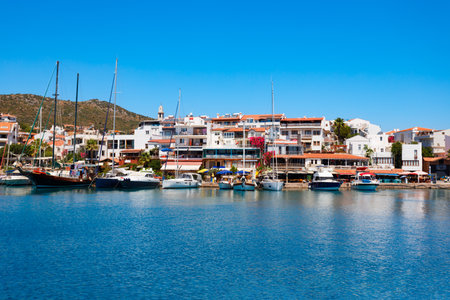 Boats and yachts at Datca marina in Turkey. Datca is a town near Marmaris city in Mugla Province, Turkey.の写真素材