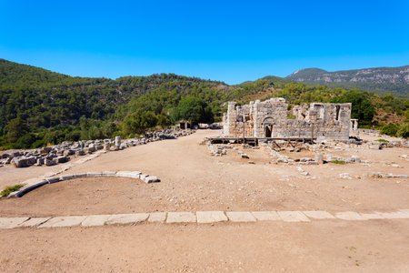 Kaunos ancient city. Kaunos is located near Dalyan town in Mugla Province, Turkey.の写真素材