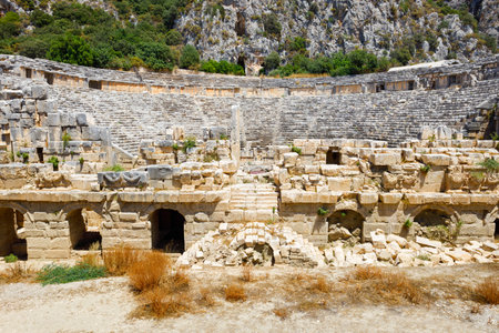 Myra theatre ancient city ruins. Myra is located in Demre city in Antalya province of Turkey.の写真素材