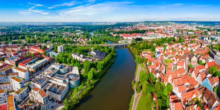 Ulm city aerial panoramic view in Germanyの写真素材