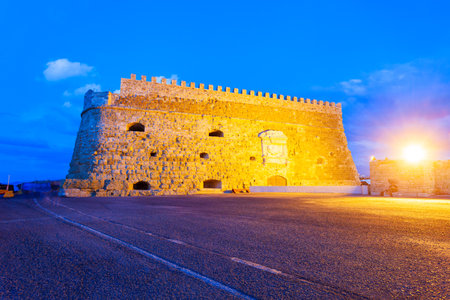The Koules or Castello a Mare is a fortress at the entrance of the old port of Heraklion city, Crete island in Greeceの写真素材