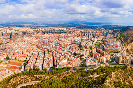 Alicante city centre aerial panoramic view. Alicante is a city in the Valencia region, Spain.の写真素材