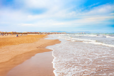 Valencia city beach. Valencia is the third most populated municipality in Spain.の写真素材