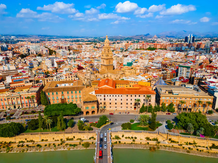 The Cathedral Church of Saint Mary aerial panoramic view, Murcia. Murcia is a city in south eastern Spain.の写真素材
