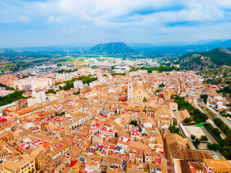 Xativa city aerial panoramic view. Xativa is located near Valencia in Spain.の写真素材