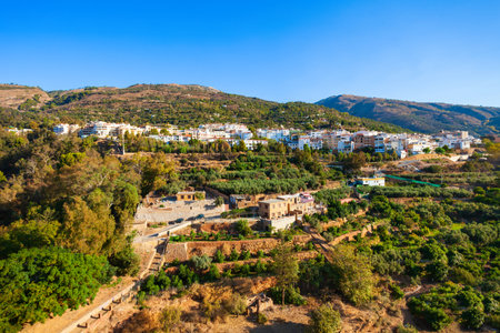 Lanjaron aerial panoramic view. Lanjaron is a town in the Alpujarras area in the province of Granada in Andalusia, Spain.の写真素材