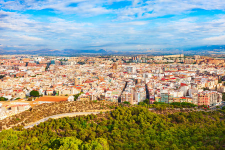 Alicante city centre aerial panoramic view. Alicante is a city in the Valencia region, Spain.の写真素材