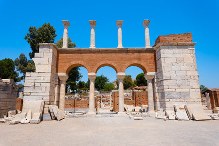 Basilica of St. John ruins at the Ephesus ancient greek city in Selcuk modern city in Izmir Province in Turkeyの写真素材