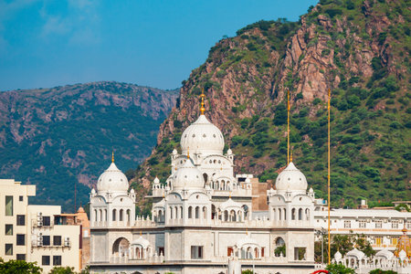 A Sikh Gurdwara or Gurudwara in Pushkar town in Rajasthan state of Indiaの写真素材