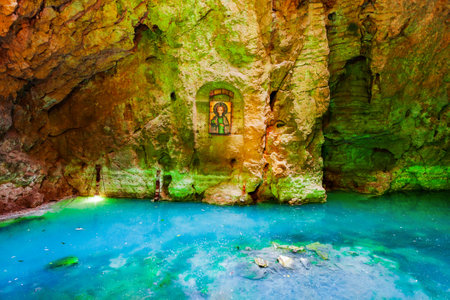 Proval Lake inside Mountain Mashuk in Pyatigorsk, a spa city in Caucasian Mineral Waters region, Stavropol Krai in Russiaの写真素材