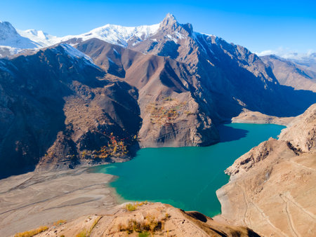 Marguzor Lake is the largest of the of the Seven Lakes in Fann mountains. Seven Lakes is located near Penjikent city in Tajikistan.の写真素材