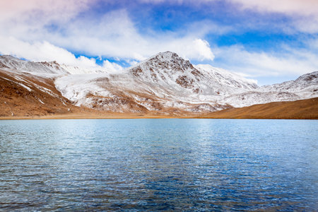 Chukur-Kul or Chukurkul lake in Murghab region. Chukurkul Lake is located on the Pamir Highway between Khargush and Alichur village in Tajikistan.の写真素材