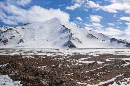 Beauty Pamir mountains near Murghab, the highest town in Tajikistan at 3650 meters above sea level. Murghab or Murghob or Murgab is located on the Pamir Highway.の写真素材
