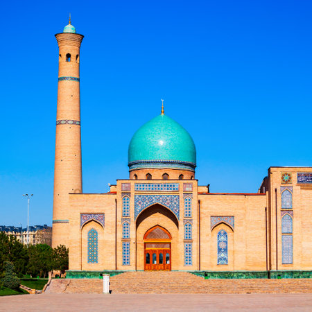 Hazrati Imam Mosque and Mubarak Madrasah complex in the center of Tashkent city in Uzbekistanの写真素材