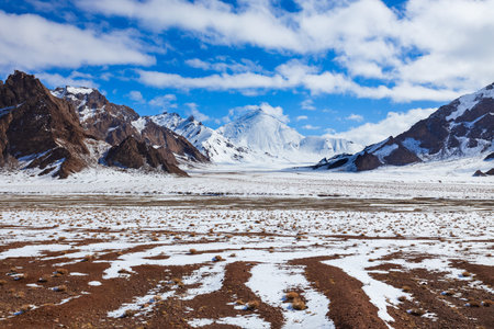 Beauty Pamir mountains near Murghab, the highest town in Tajikistan at 3650 meters above sea level. Murghab or Murghob or Murgab is located on the Pamir Highway.の写真素材