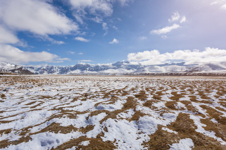 Beauty Pamir mountains near Murghab, the highest town in Tajikistan at 3650 meters above sea level. Murghab or Murghob or Murgab is located on the Pamir Highway.の写真素材