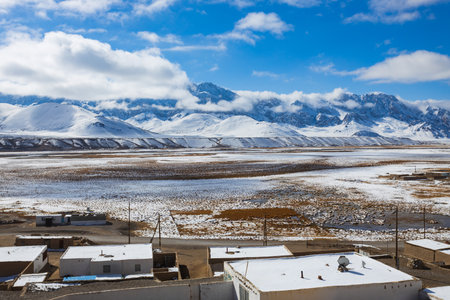 Murghab is the highest town in Tajikistan at 3650 meters above sea level. Murghab or Murghob or Murgab is located on the Pamir Highway.の写真素材