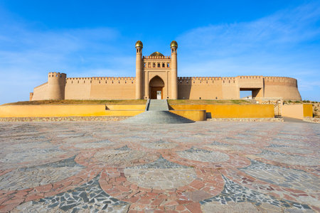 Mug Tepe Fort or Kalai Mug Teppe Fortress in Istaravshan. Istaravshan is a city in Sughd Province in Tajikistan.の写真素材