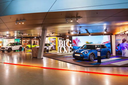 Munich, Germany - July 08, 2021: BMW Welt interior. BMW Welt is a combined exhibition, showroom, adventure museum, and event venue located in Munich city, Germanyのeditorial素材
