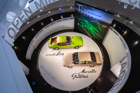 Munich, Germany - July 08, 2021: BMW Garmisch 2019 concept car rebuild at BMW Museum. It is an automobile museum of BMW history located near the Olympiapark in Munich, Germany.のeditorial素材
