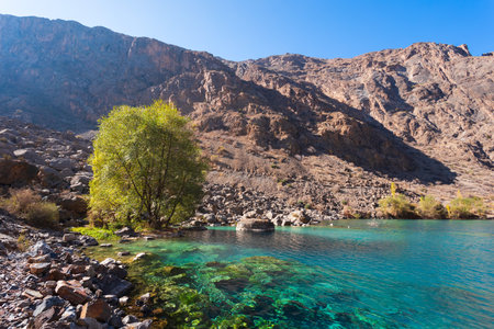 Gushor Lake is the third of the Seven Lakes in Fann mountains. Seven Lakes is located near Penjikent city in Tajikistan.の写真素材